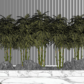 新中式竹子,su草图模型下载