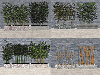 现代竹子，竹竿su草图模型下载