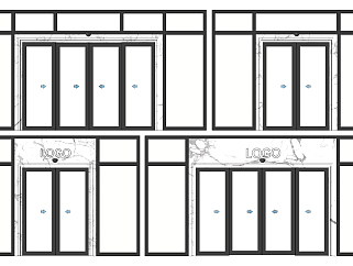 现代红外感应门玻璃门，自动门su草图模型下载