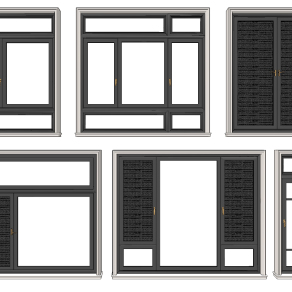 现代铝合金窗户su草图模型下载