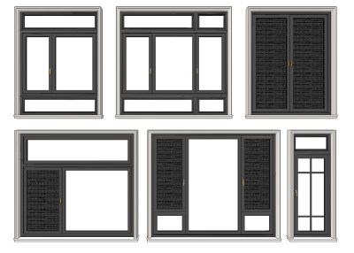 现代铝合金窗户su草图模型下载
