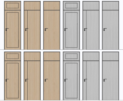 现代单开门室内门，木门su草图模型下载