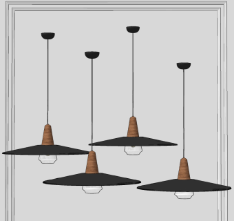 工业风金属灯罩吊灯su草图模型下载