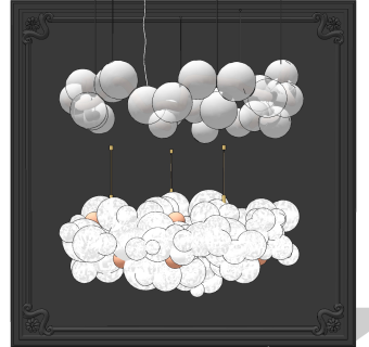 北欧气球，球形吊灯su草图模型下载