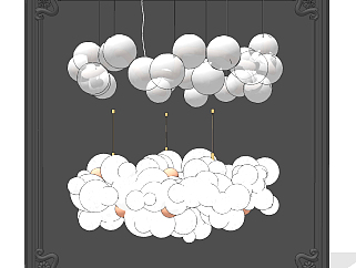 北欧气球，球形吊灯su草图模型下载