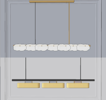 现代金属，长条吊灯su草图模型下载