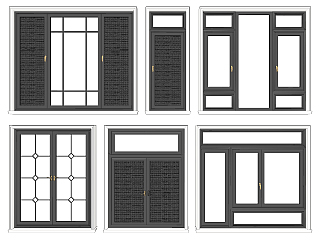 现代铝合金玻璃窗户，建筑窗su草图模型下载