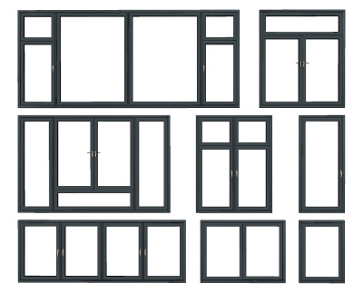 现代铝合金窗户，建筑窗su草图模型下载