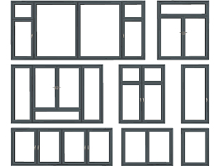 现代铝合金窗户，建筑窗su草图模型下载