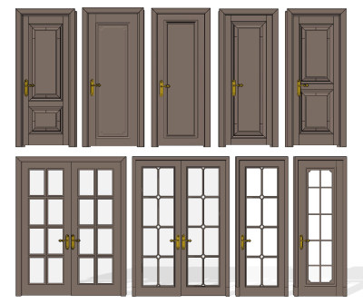 简欧，欧式单开门双开门su草图模型下载