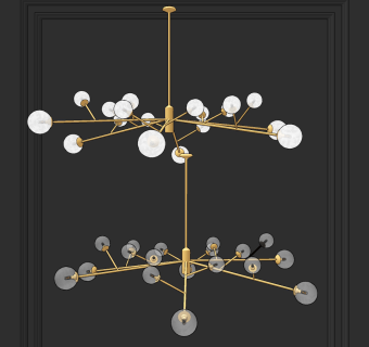 北欧金属球形吊灯su草图模型下载