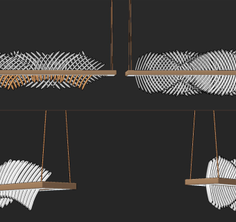 现代金属玻璃长条吊灯su草图模型下载