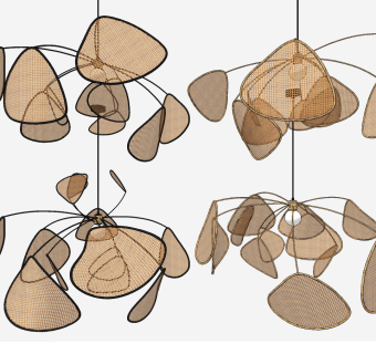 新中式，东南亚藤编吊灯su草图模型下载