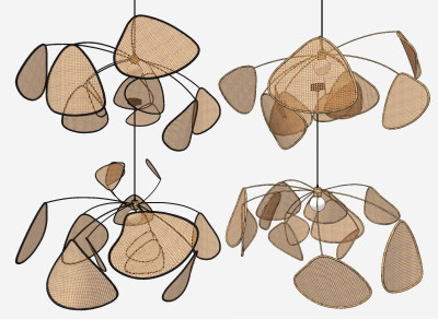 新中式，东南亚藤编吊灯su草图模型下载