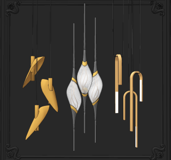 现代创意金属吊灯su草图模型下载