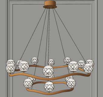 现代轻奢金属吊灯su草图模型下载