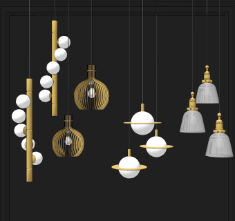 现代轻奢小吊灯su草图模型下载