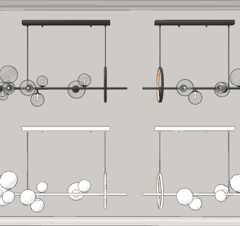 现代轻奢金属吊灯su草图模型下载