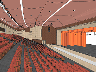 现代演艺厅剧院，舞台多功能厅su草图模型下载