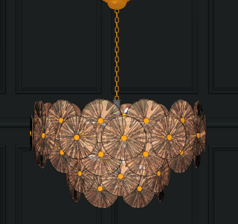 现代金属琉璃片吊灯su草图模型下载