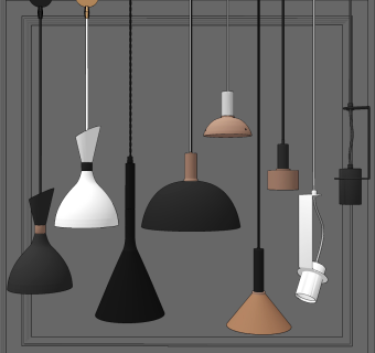 北欧金属烤漆吊灯su草图模型下载