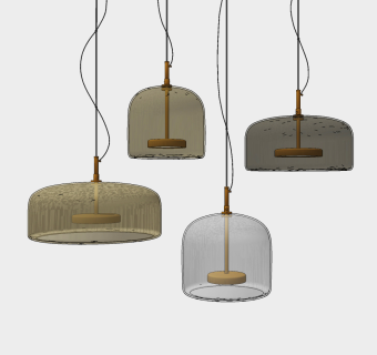 现代渐变玻璃小吊灯su草图模型下载