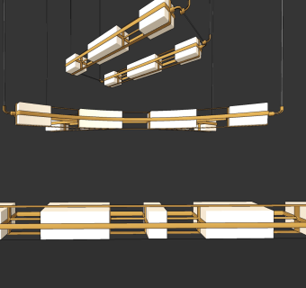 新中式金属吊灯su草图模型下载
