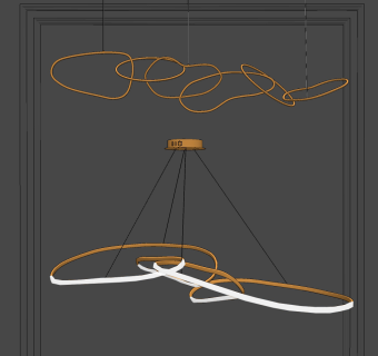 现代环形异形金属吊灯su草图模型下载
