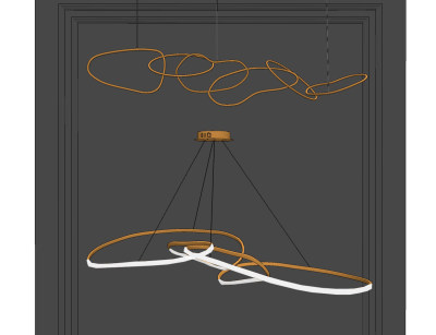 现代环形异形金属吊灯su草图模型下载