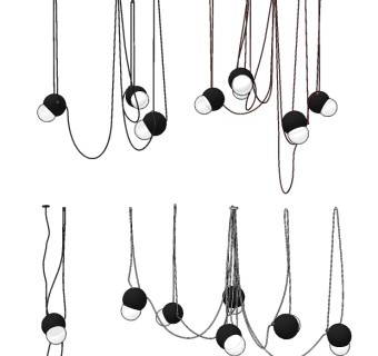 现代黑白小吊灯su草图模型下载