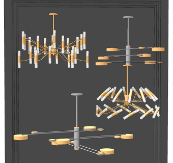 现代创意金属吊灯su草图模型下载