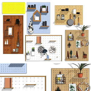 北欧洞洞板壁挂置物架su草图模型下载