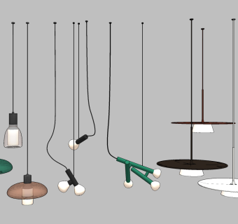 北欧时尚小吊灯su草图模型下载
