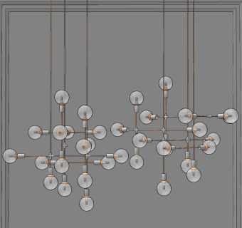 现代多头玻璃吊灯su草图模型下载