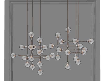 现代多头玻璃吊灯su草图模型下载