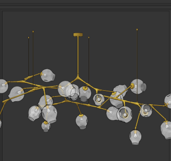现代轻奢金属灯泡吊灯su草图模型下载