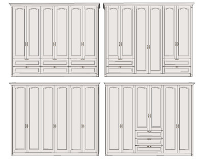 简欧欧式平开门衣柜su草图模型下载
