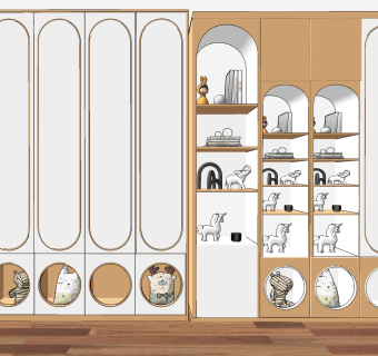 北欧装饰柜衣柜su草图模型下载