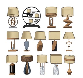 新中式金属台灯su草图模型下载