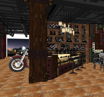 工业loft酒吧su草图模型下载