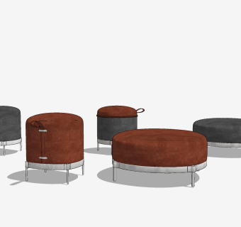 现代绒布凳子沙发凳su草图模型下载