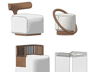 现代布艺沙发凳凳子 su草图模型下载