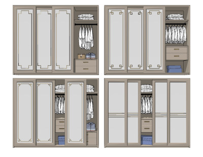 新中式，衣柜su草图模型下载