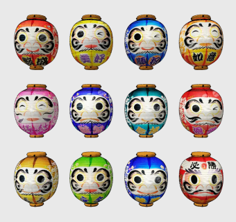 日式达摩纸灯笼吊灯su草图模型下载