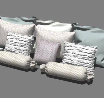 抱枕靠包，靠垫su草图模型下载