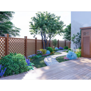lumion渲染現代別墅庭院景觀設計木柵欄圍墻，jpg su草圖模型下載