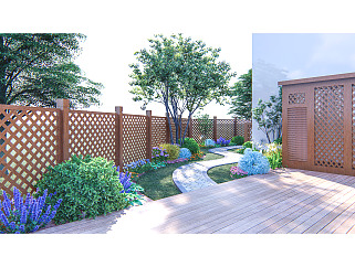lumion渲染现代别墅庭院景观设计木栅栏围墙，jpg su草图模型下载