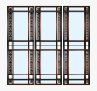 新中式铝合金屏风，玻璃隔断su草图模型下载