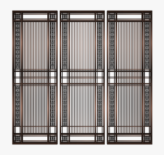 新中式屏风隔断，花格铝合金屏风su草图模型下载