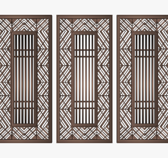 新中式屏风隔断su草图模型下载